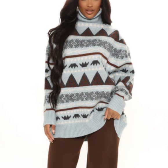 Cabin Stay Pullover Sweater - Teal/combo - Picture 9 of 10